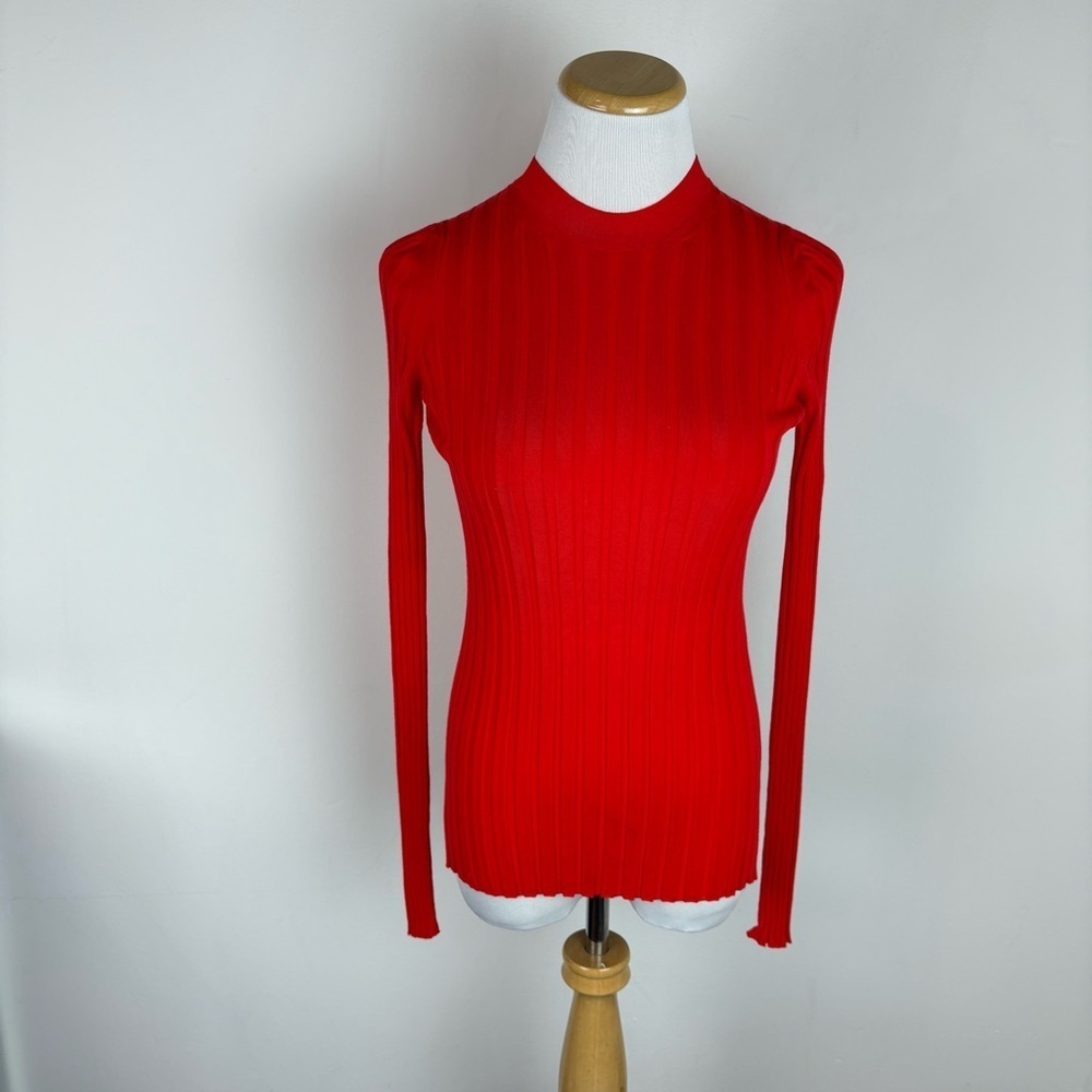 Celine 100% Wool Ribbed Red Sweater Size XS